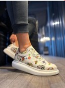 Resim Shoecide Yüksek Taban Renkli Baskılı Günlük Ayakkabı 046 Beyaz Kurukafa Beyaz Kurukafa Beyaz 