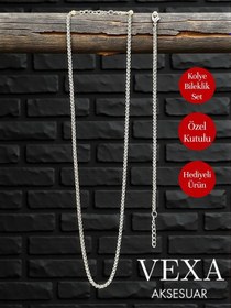 Resim Örme Zincir Kolye Bileklik Set Özel Kutulu Şık Hediyelik Set Gümüş 