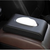 Resim Honeybeeshop Premium Pu Deri Araç Mendil Kutusu Kol Dayama Gösterge Paneli Depolama Siyah 