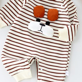 Resim Sevimli Çizgili Yavru Köpek Uzun Kollu Tulum - Yumuşak ve Rahat Unisex Romper, Peluş Kulaklı, Kolay Bez Değiştirme Düğmeleri, Makinede Yıkanabilir İlkbahar/Sonbahar Giyim, Hayvan Temalı, Konforlu Kesim, Snap Button Kıyafet, Ebeveyn Hediyesi, Ev İçin, Nefes Alabilen Kumaş, Dış Mekan İçin Mükemmel 