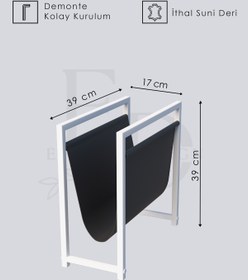 Resim ED Efelez Design Gazetelik , Dergilik , Coral Koltuk Yanı Düzenleyici , Siyah Metal - Kahverengi Deri 