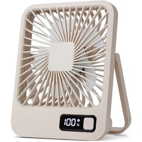 Resim Taşınabilir Usb Şarj Edilebilir Masa Vantilatörü 180 Eğilebilir Koyu Haki 