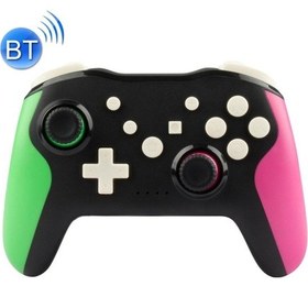 Resim Ns009 Switch Pro İçin 6 Eksenli Titreşim Patlaması Kablosuz Bluetooth Gamepad Siyah Yeşil Mor 