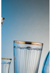 Resim Kcd Zerafet Altın Kesme El Dekor Yaldızlı 6 Adet Desenli Su Bardağı Takımı 