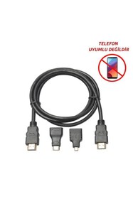 Resim MAXGO 2137 1.5 M 1.4v 3d Hdmı Kablo Mini Micro Uç 3in1 Çevirici Dönüştürücü Adaptör Kablosu 