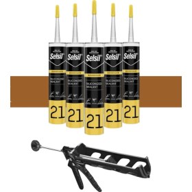 Resim Selsil Silikonize Mastik 500 Gr. Altınmeşe 5 Adet , Plastik Tabanca Altınmeşe 