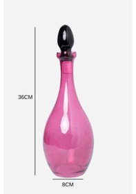 Resim Pembe Cam Kapaklı Sürahi - Pembe Renk Modern Tasarım Damla Karaf 