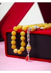 Resim Ateş Kehribar Tesbih Bilek Boy 8 Mm Usta İşçilikli Orjinal Kehribar Küre Kesim Bilek Boy Kişiye Özel İsimli Altın 