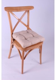 Resim Altınpamuk Altınpamuk Lina Pofidik Bej Sandalye Minderi Özel Dikişli Bağcıkl 