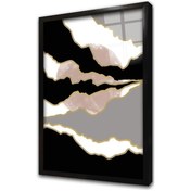 Resim Modern Ay Ve Bulutlar Çerçeveli Cam Tablo-173452 