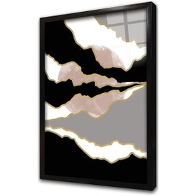 Resim Modern Ay Ve Bulutlar Çerçeveli Cam Tablo-173452 