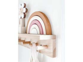 Resim Olcay Aksesuar Doğal Ahşap Montessori Kitaplık Çocuk Bebek Odası Askılık Duvar Rafı Düz Askılklık L Kavelalı 