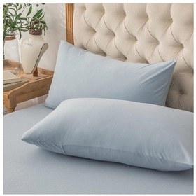 Resim Düz Pamuklu 2'li Yastık Kılıfı 50x70 Mavi Mavi 