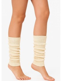 Resim Kadın Triko Tozluk Yumuşak Esnek Diz Altı Bacak Isıtıcı Leg Warmers EKru 