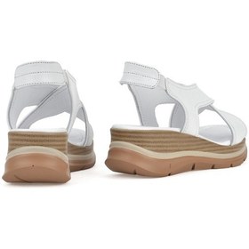 Resim Ziya, Kadın Hakiki Deri Dolgu Topuk Sandalet 1511020z2562 Beyaz 1511020z2562 500 Beyaz 