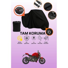 Resim Dokaca Siyah Kilit ve Arka Çanta Uyumlu Ducati Monster 1200 S Uyumlu Motosiklet Brandası, Koruyucu Örtü 
