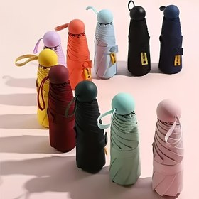 Resim 1 adet Kadınların Taşınabilir Mini Cep Şemsiyesi, UV Koruması, 6 Kaburga Demir Çerçeve ve Manuel Aç/Kapama Sapı - Kompakt Seyahat Dostu Tasarım, Bagaj ve Günlük Kullanım için Sevimli Rahat Stil, Seyahat Şemsiyesi, Şık Aksesuar, Dayanıklı İnşaat, Kompakt Şemsiye, Seyahat Gereksinimleri 