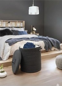 Resim Jüt Kapaklı Çamaşır Sepeti, Kirli Sepeti, Jüt Düzenleyici, Sepet Organizer Kulplu Sepet ANTRASİT 