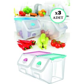 Resim Feyza Design 3'lü Patates ve Soğan Saklama Kabı Seti, 12 Lt, 32,5X23,5X23,5 cm 