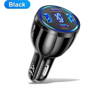 Resim 30 W 4 Port Dijital Ekran Usb Araç Şarj Cihazı Hızlı Şarj Qc3.0 Usb/type-c Şarj Black 02 