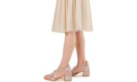 Resim Kiko Kids Pisar Günlük Kız Çocuk 4 cm Topuklu Sandalet Abiye Ayakkabı Bakır 