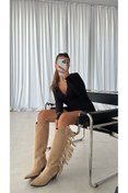 Resim Gilla Shoes and Bag Sierra İç Dış Hakiki Deri Püskül Detay Camel Çizme 