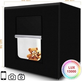 Resim Triline 80 x 80 CM Profesyonel Stüdyo Led Işıklı Ürün Fotoğraf Çekim Çadırı 