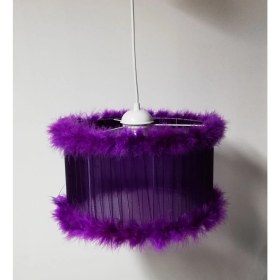 Resim Teknotrust Beyaz Kırmızı Pembe Siyah Kız Erkek Çocuk Odası Tüylü Avize Yatak Odası Avizesi Çap 30 cm 