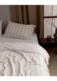 Resim Madame Coco Linda Çizgili King Size %100 Pamuk Yıkamalı Gofre Nevresim Takımı - Beyaz/indigo Beyaz 