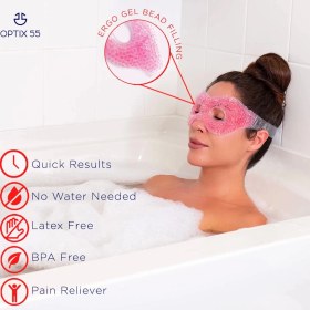 Resim Pembe Jel Boncuklu Göz Maskesi, Soğuk & Sıcak Kullanım Rahatlatıcı Terapi Maskesi ( Lisinya ) 