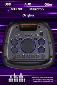 Resim GoldMaster Taşınabilir Şarj Edilebilir Party Box Işıklı Bluetooth Hoparlör 