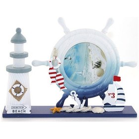 Resim Larimar Ahşap Marin Deniz Feneri Dümenli Çerceve Model 1 - 9014570606990lmr 