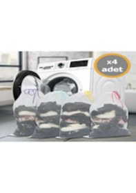 Resim 4 Adet Ultra Lüx Çamaşır Yıkama Filesi Renkli Ipli 40x60 Cm Çok Renkli 