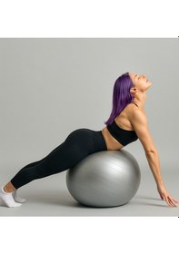 Resim Yeni Nesil Pilates Topu + Pompa Profesyonel Dayanıklı Fitness Yoga Denge Egzersiz Plates Topu 75 Cm Gri 