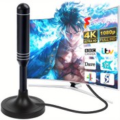 Resim 1pc 2024 Ultra HD Dijital TV Anteni Akıllı TV'ler için - İç/Dış Mekan 360° Alıcı, USB Güçlü, Bataryaya İhtiyac Yok, 4K ve 1080P Uyumlu, 299.72cm Koaksiyel Kablo Dahil 