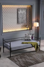 Resim Unimet Soho Daybed Tek Kişilik Sedir Metal Karyola Siyah 