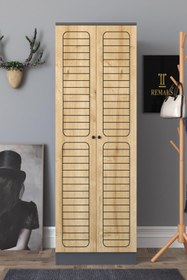 Resim Remaks Fuga 2 Kapaklı Elbise Dolabı - Antrasit Gövde Meşe Kapak 