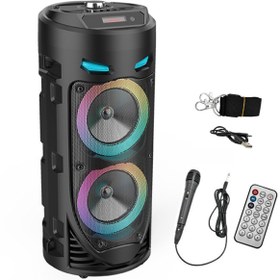 Resim Ally Zqs4239 Mikrofonlu Taşınabilir Dev Speaker Led Işıklı Bluetooth Hoparlör -4inc×2/8w×2 1800mah 