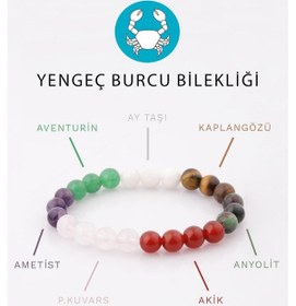 Resim Alibaba Doğaltaş Yengeç Burcu Taşları Küre Kesim Doğal Taş Bileklik 8 MM Çok Renkli 