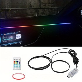 Resim LED Araba İç Mekan Ortam Işığı Şeridi, 110cm RGB Akrilik Şerit, 64 Tam Renk, USB Güçlü, 5V Çalışma Gerilimi, Uzaktan Kumanda ile, Motorlu Araçlar için, Pil Gerektirmez 