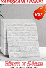 Resim Renkli Duvarlar 50x54cm 1 Adet Yapışkanlı Esnek Köpük Duvar Kağıdı Paneli 3D 2mm Tuğla Desenli Panel 
