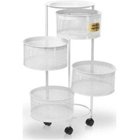 Resim 4 Katlı Yana Açılır Beyaz Tekerlekli Patates Soğan Sepeti Sebze M 