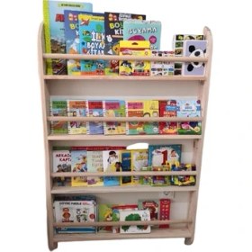 Resim Mrt Ahşap Montessori Kitaplık Geniş Model Çamdan 