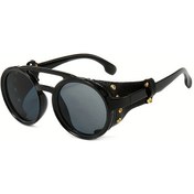 Resim Willowhaven Vintage Yüksek Kaliteli Buhar Punk Çay Rengi Yuvarlak Moda Gözlük - Deri Kalkan Ve Çift Çerçeve, Hediyelik 12+ 