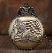 Resim keyfimshop Kişiye Özel Uçan Kartal Kabartmalı Quartz Köstekli Kolye Saat 