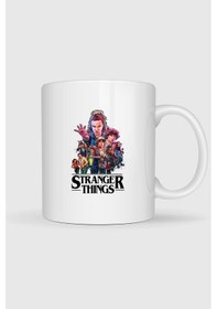 Resim Stranger Things Karakterler Baskılı Kupa Bardak Beyaz 