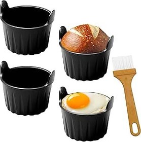 Resim 4 adet silikon kalıp, sıcak hava fritözü Air Fryer, yapışmaz fırın kalıbı, yumurta şekillendirici, kek kalıbı, tekrar kullanılabilir silikon parça, aksesuar, hava fritözü, pişirme, puding yumurta 