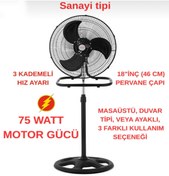 Resim CONTİ Conti CSF-410 Tayfun 18 İnç 3 Kademeli 3'ü Bir Arada Vantilatör (Ayaklı,Masaüstü,Duvar) 