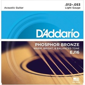 Resim D'addario Ej16 Akustik Gitar Tel Seti. Phosphor-Bronze. Lıght Gau 
