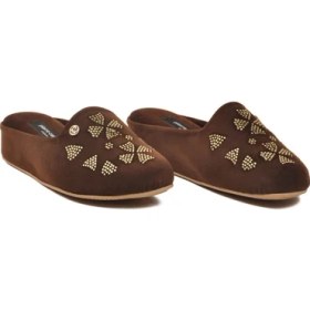 Resim Pierre Cardin Kahve Hafif Tekstil Kadın Önü Kapalı Ev Terliği PC-55374 Z 